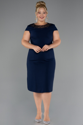 Robe De Invitation Grande Taille Midi Bleu Marine ABK2530