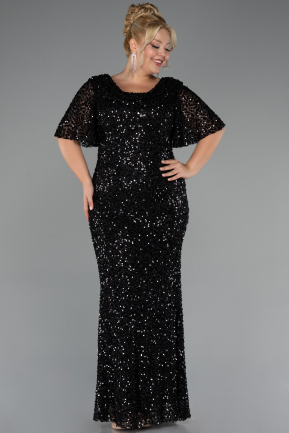 Robe Grande Taille Longue Noir ABU5318