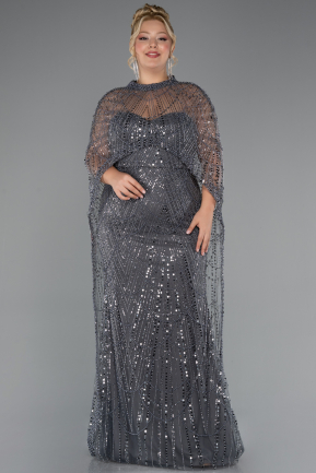Robe De Mariée Grande Taille Longue Perlé Anthracite ABU5328