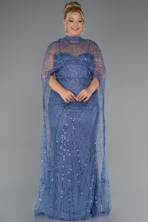 Robe De Mariée Grande Taille Longue Perlé Bleu ABU5328