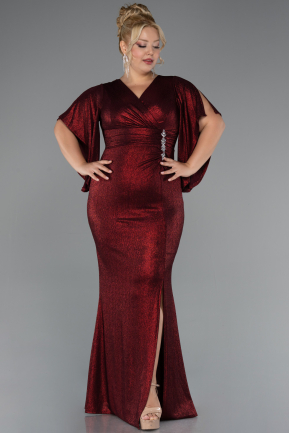 Robe de Soirée Grande Taille Longue Rouge Bordeaux ABU3280