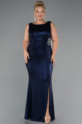 Robe de Soirée Grande Taille Longue Bleu Marine ABU5231