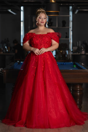 Robes De Soirée Grande Taille Longue Rouge ABU4722