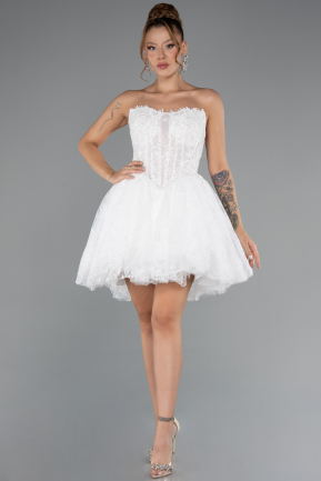 Robe de Mariée Grande Taillev Mini Dantelle Blanc ABG165