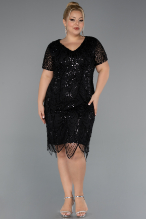 Robe De Invitation Grande Taille Courte Noir ABK2380
