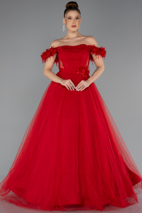 Robe de Soirée Longue Rouge ABU5432