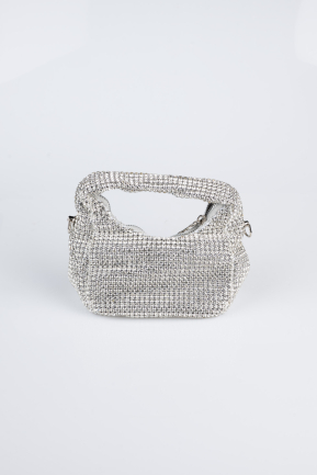 Sac de Soirée Luxe Pierreux Argent MN974