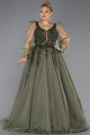 Robes De Soirée Grande Taille Longue Kaki ABU4608