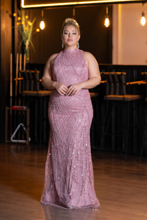 Robe De Soirée Grande Taille Perlé Longue Poudre ABU5063