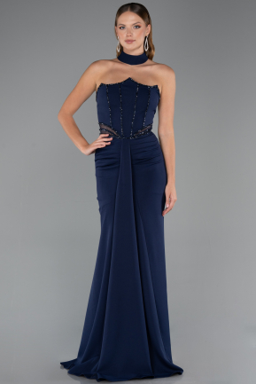Robe de Soirée Longue Bleu Marine ABU5476