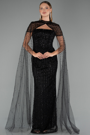 Robe de Soirée Longue Perlé Noir ABU5483