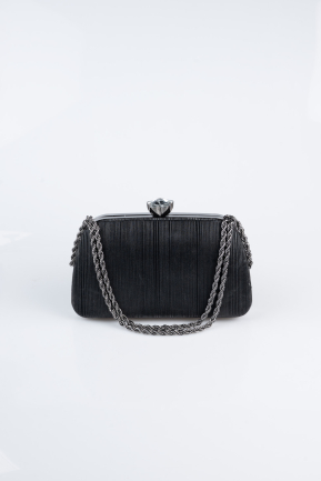 Sac de Soirée Luxe Coupe Au Laser Noir SH860