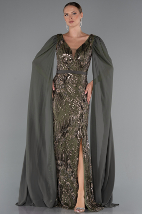 Robe de Soirée Longue Perlé Kaki ABU5248
