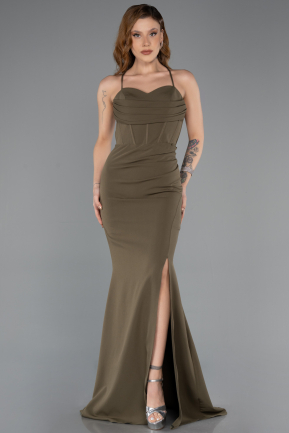 Robe de Soirée Longue Kaki ABU5506