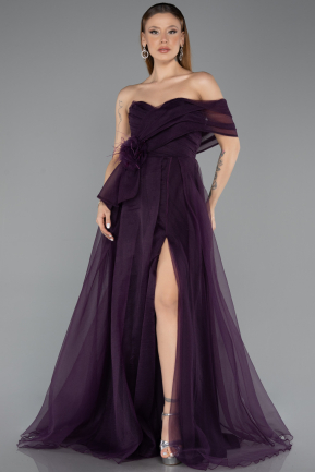 Robe de Soirée Longue Violet Foncé ABU5528