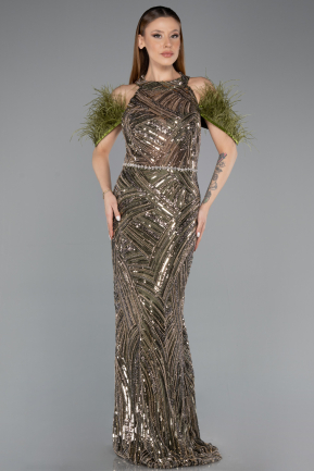 Robe de Soirée Longue Kaki ABU5538