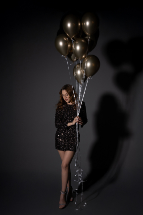 Tenue de Soirée Mini Velours à Paillettes Cuivre ABK2477