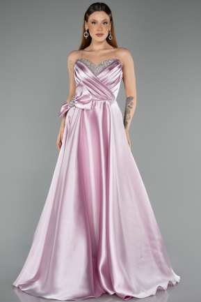 Robe de Soirée Longue Satin Poudre ABU5541