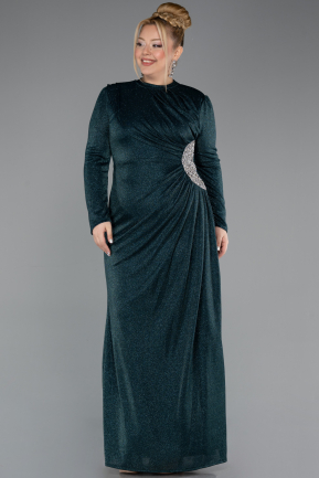 Robe Hijab Grande Taille Longue Émeraude ABU5502