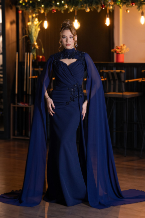 Robe de Soirée Longue Bleu Marine ABU5558