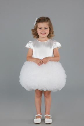 Robe de Soirée Enfants Courte Blanc ABK2502