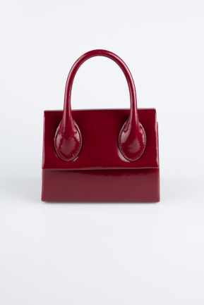 Sac de Soirée Luxe Cuir Verni Rouge Bordeaux KC165
