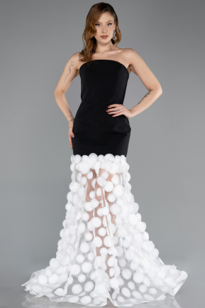Robe de Soirée Longue Noir-Blanc ABU5635