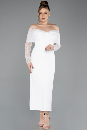 Robe de Cérémonie Midi Blanc ABK2533