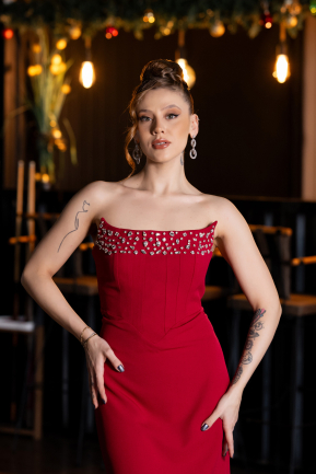 Robe Queue de Poisson Longue Fuchsia foncé ABU5680
