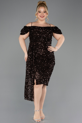 Robe De Invitation Grande Taille Midi Brun ABK2534