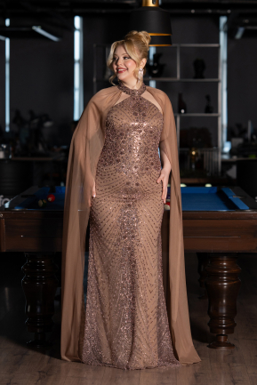 Robe De Fiançailles Grande Taille Longue Cuivre ABU5596