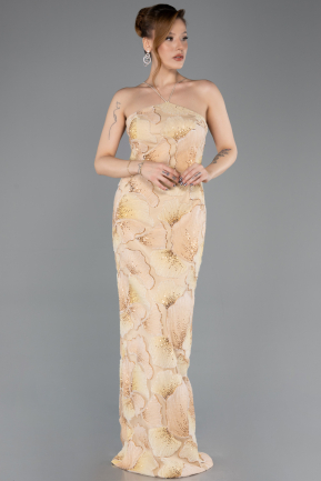 Robe de Soirée Longue Squameuse Or ABU5713