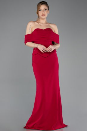 Robe De Soirée Longue Fuchsia foncé ABU5559