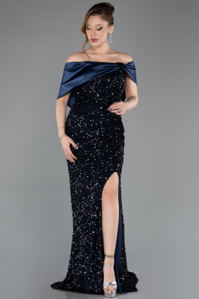 Robe de Soirée Longue Bleu Marine ABU5711