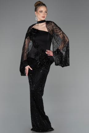 Tenue de Soirée Longue Perlé Noir ABU5754