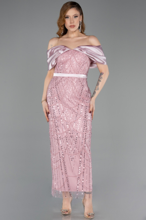 Robe De Soirée Perlé Midi Poudre ABK2453