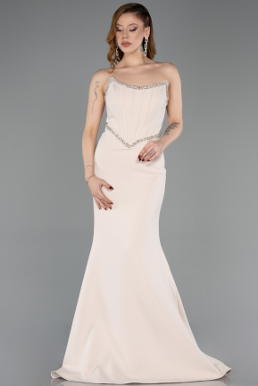 Robe De Soirée Longue Beige ABU5747