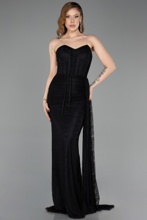 Robe de Soirée Longue Dantelle Noir ABU5795