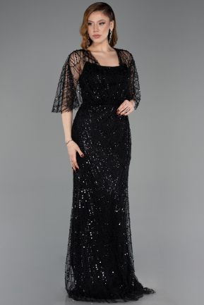 Robe de Soirée Longue Perlé Noir ABU5798
