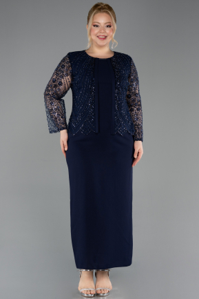 Robe de Soirée Grande Taille Midi Bleu Marine ABK2418