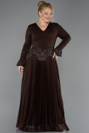 Robe de Soirée Grande Taille Longue Brun ABU5848