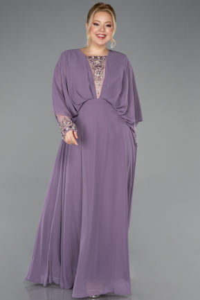 Robe Grande Taille Longue Mousseline Lilas ABU5860