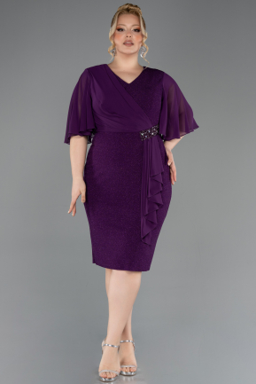Robe De Soirée Grande Taille Midi Violet ABK1826