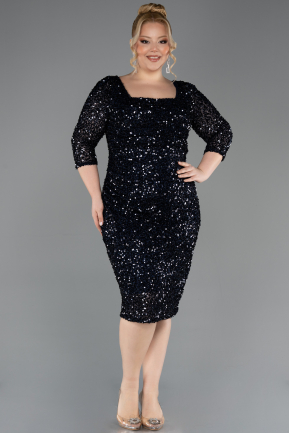 Robe De Invitation Grande Taille Midi Bleu Marine ABK2540