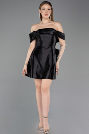 Robe de Cérémonie Mini Satin Noir ABK2562