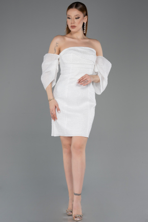 Robe de Cérémonie Courte Blanc ABK2563