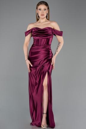 Robe De Soirée Longue Couleur Cerise ABU3611