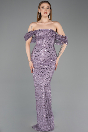 Robe de Soirée Longue Squameuse Lilas ABU5886