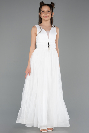 Robe De Soirée Enfants Longue Blanc ABU2447