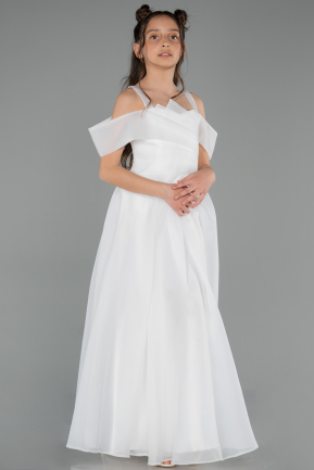 Robe de Soirée Enfants Longue Blanc ABU5903
